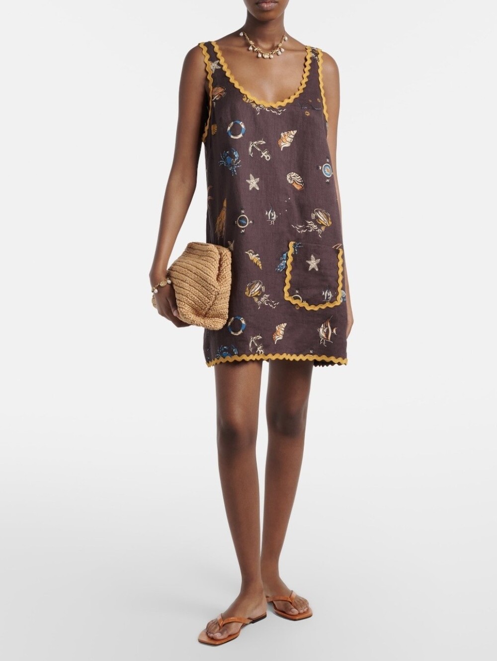 Alemais Printed scalloped linen minidress - Picture 1 of 13
